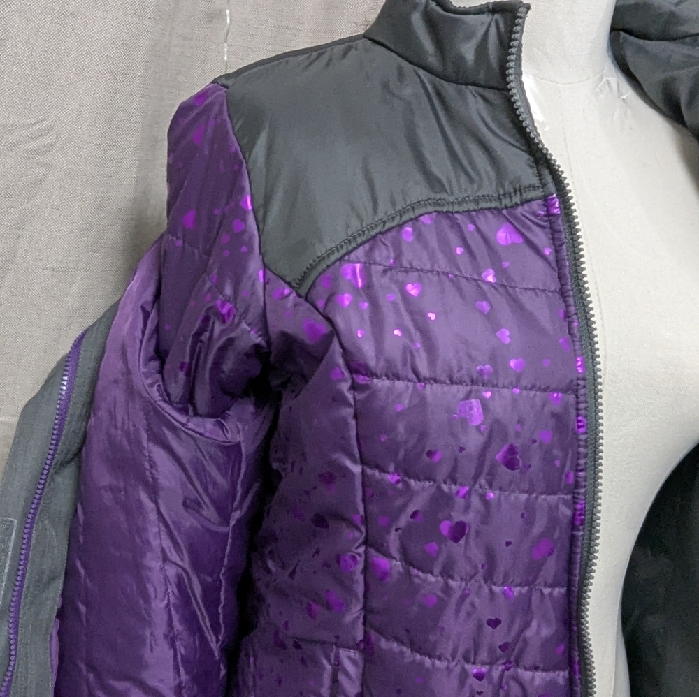 Magellan Outdoors 2 layer Purple Hooded Coat Girls Size Large - Picture 7 of 10